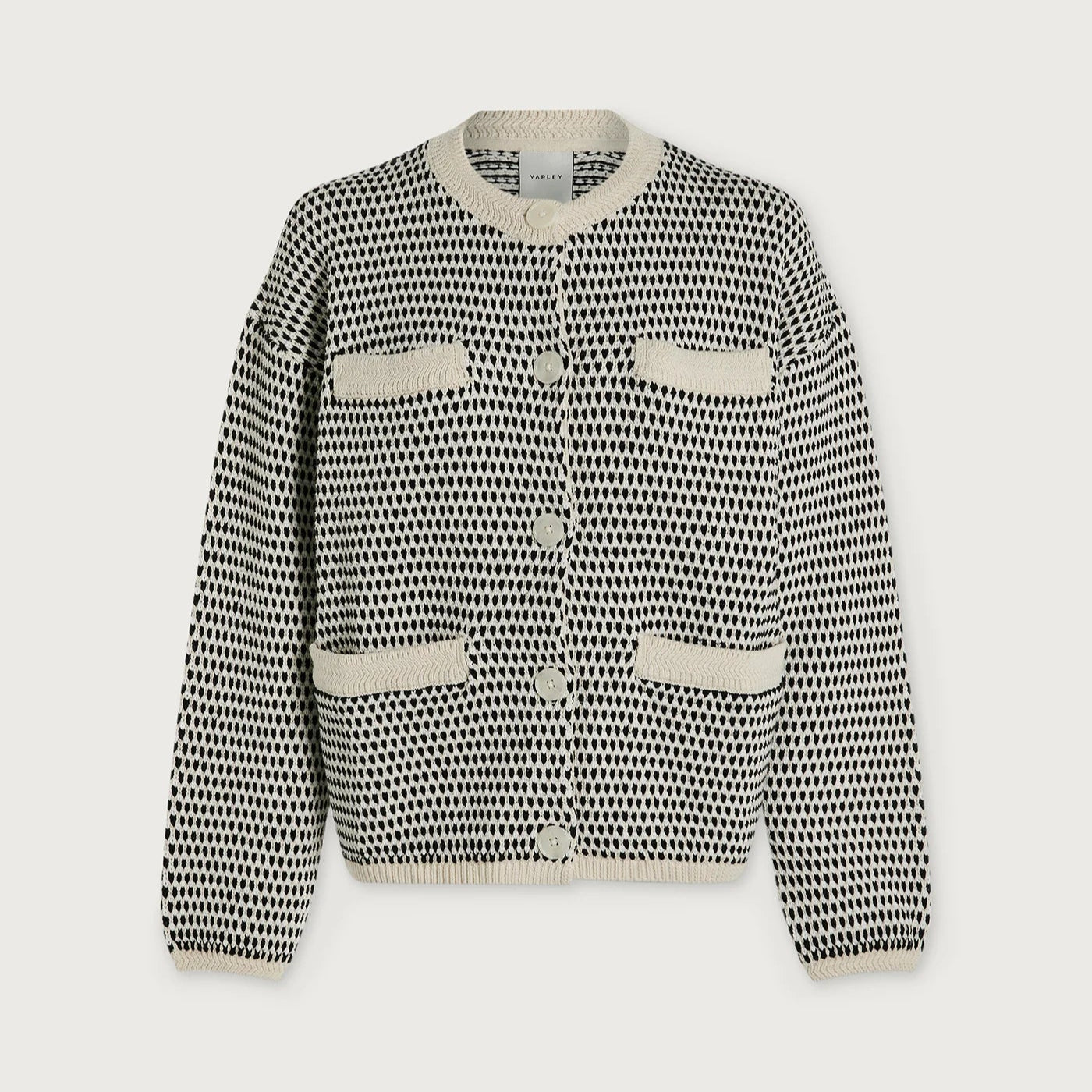 Varley Tidewell Textured Knit Jacket in Birch Multi Stitch