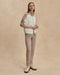 Varley Garcia 2 Tone Zip Through Sweat in Ivory Marl/Taupe Marl at Baseline Social
