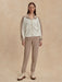 Varley Garcia 2 Tone Zip Through Sweat in Ivory Marl/Taupe Marl at Baseline Social