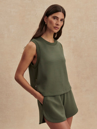 Varley Shea Crop Tank in Thyme at Baseline Social
