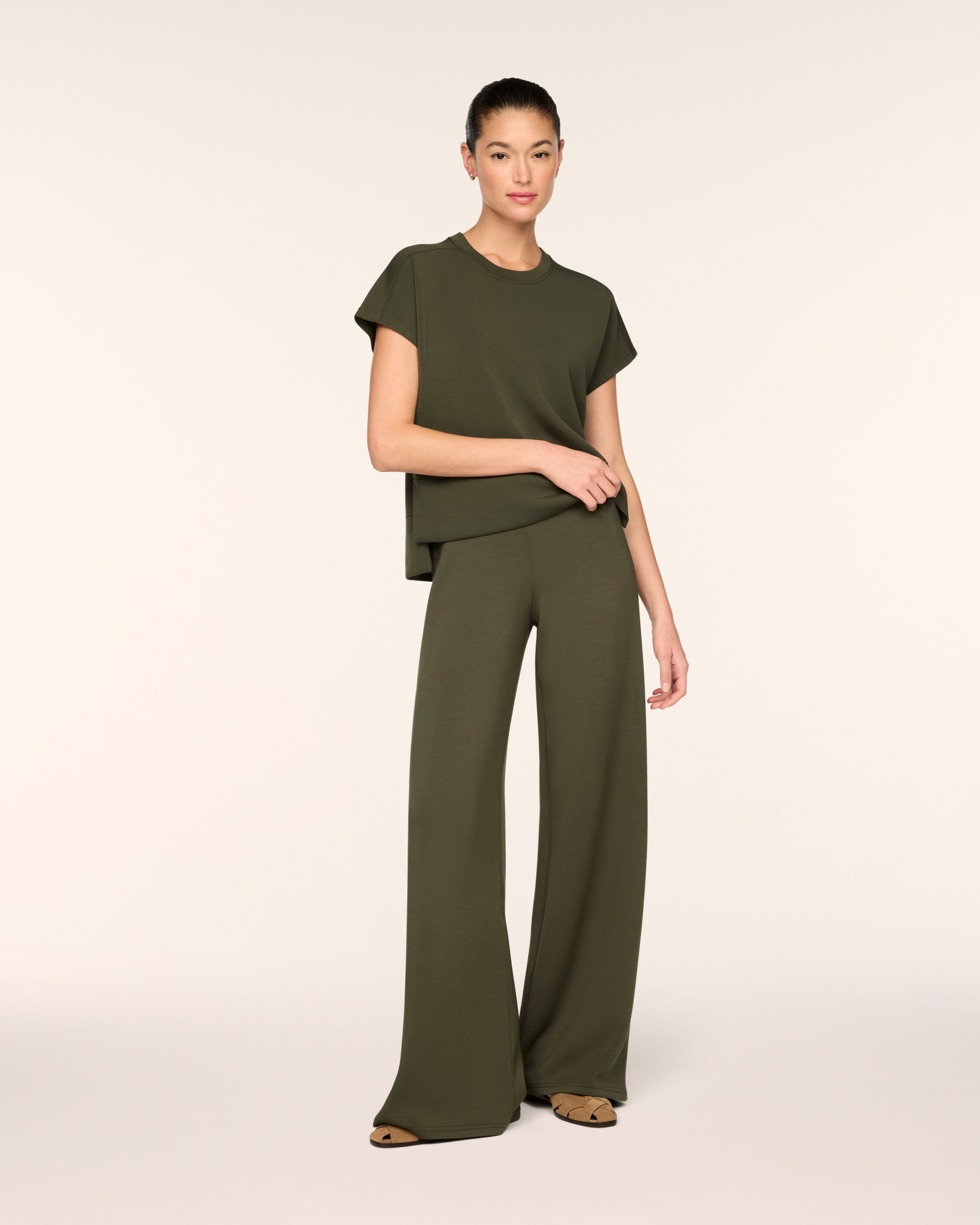 SPANX AirEssentials Crewneck Tee in Monstera at Baseline Social