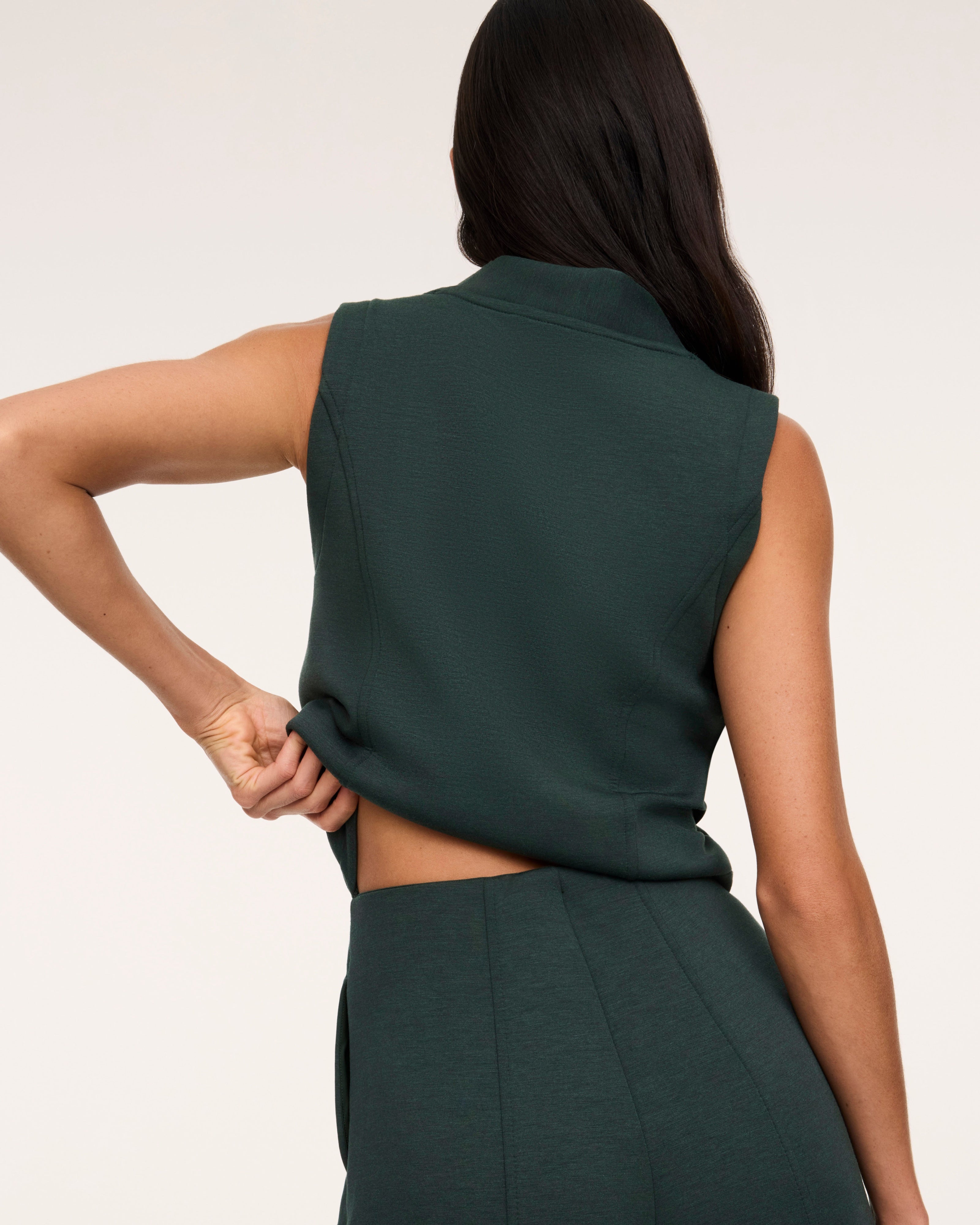 Spanx AirEssentials Shawl Collar Half Zip Jumpsuit in Night Forest Heather at Baseline Social