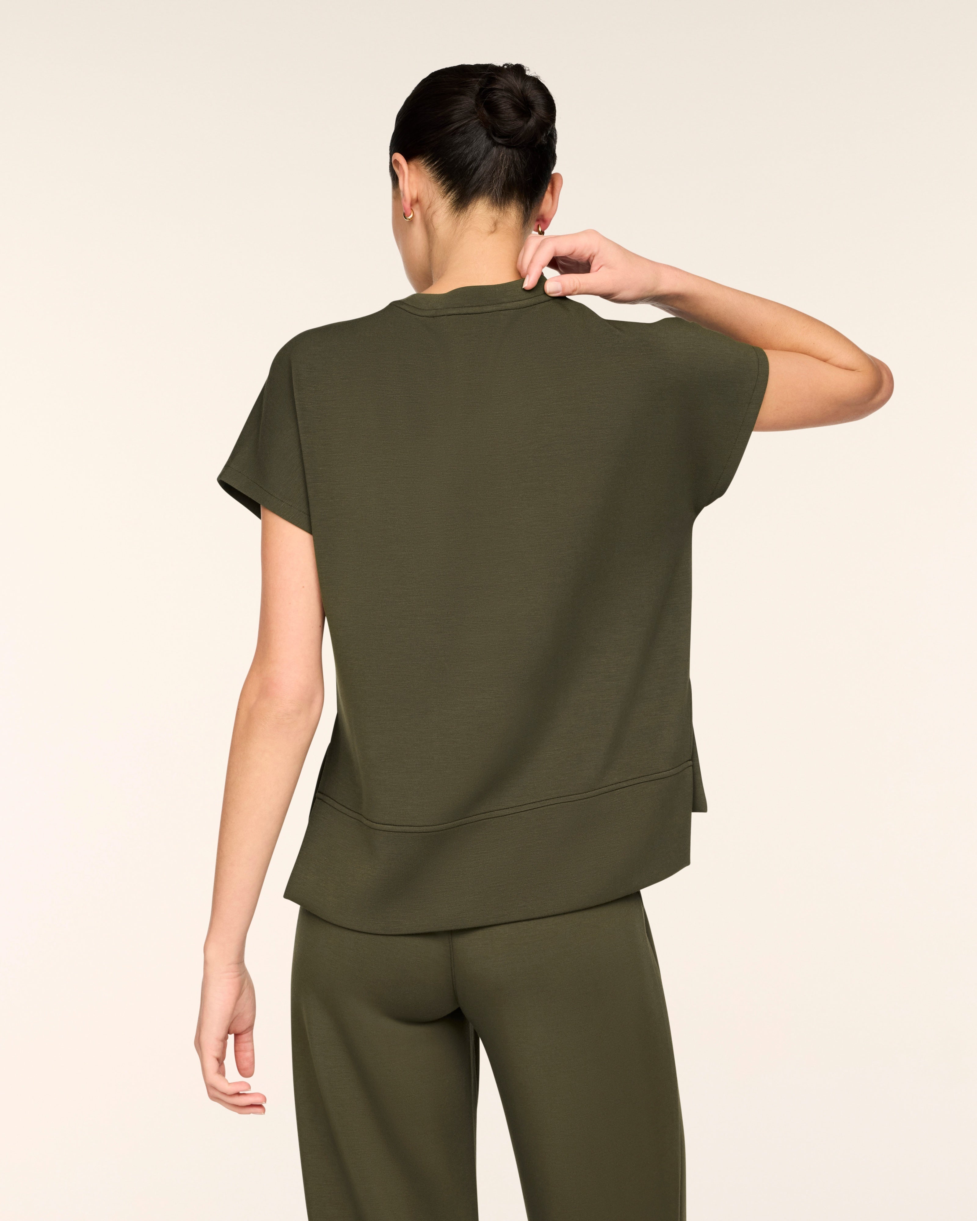 SPANX AirEssentials Crewneck Tee in Monstera at Baseline Social