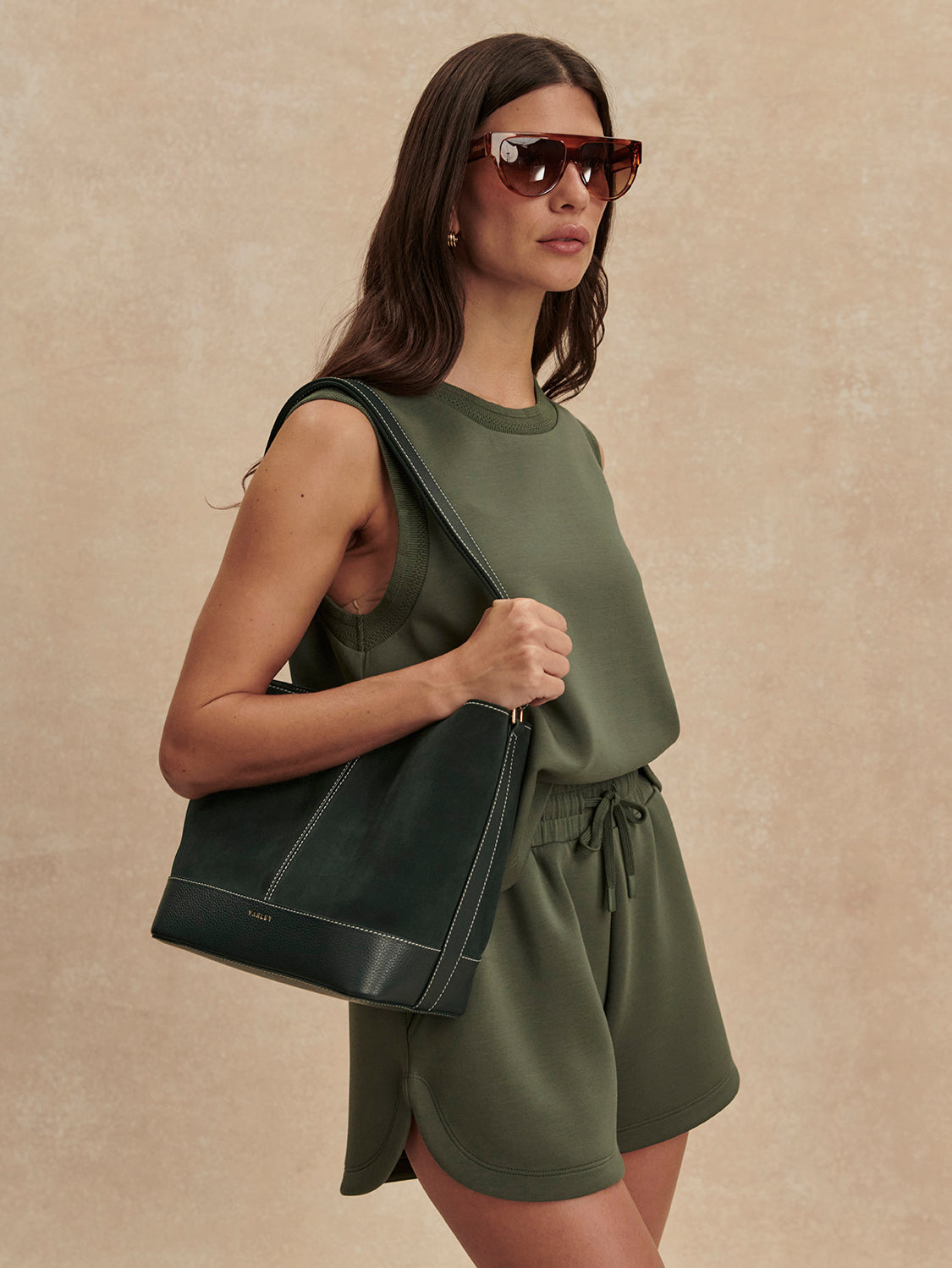 Varley Coulter High-Rise Short 3.5'' in Thyme at Baseline Social