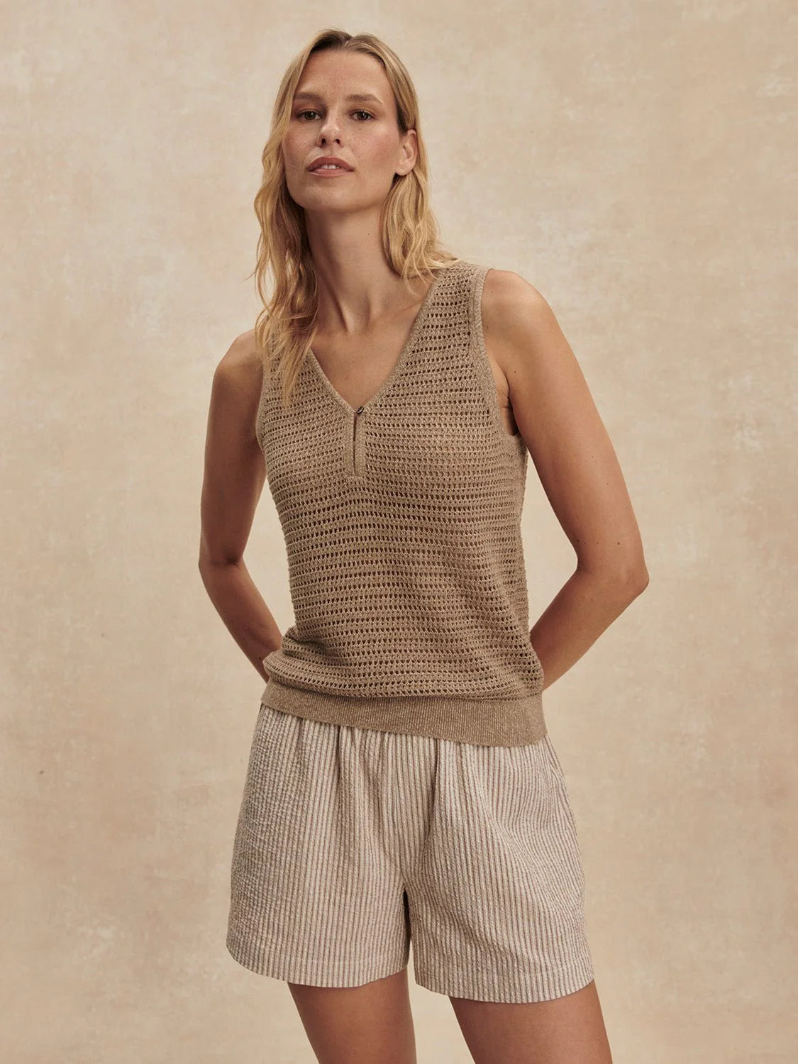 Varley Ramon Knit Tank in Sepia Twist at Baseline Social