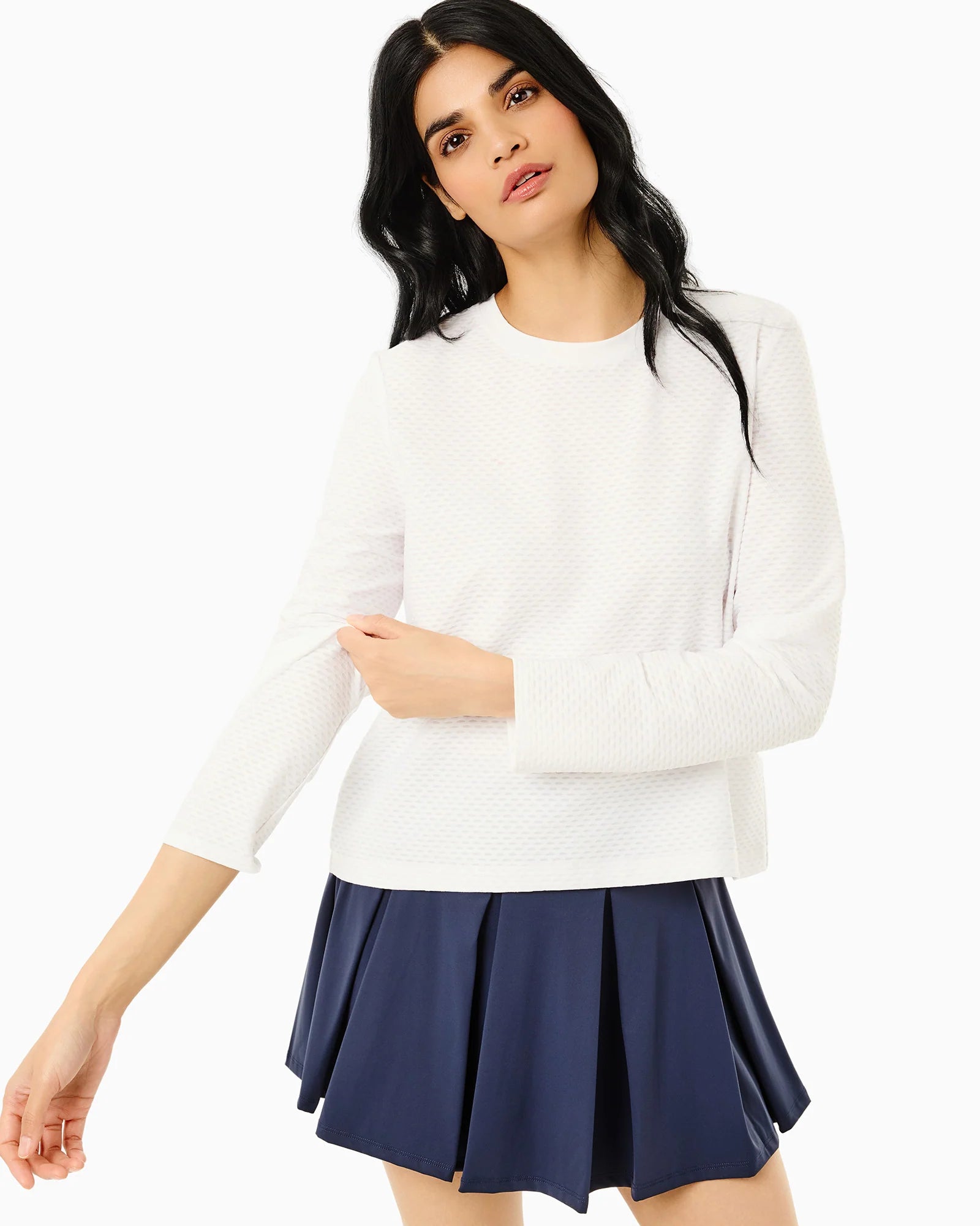 Addison Bay Walnut Long Sleeve Top in White at Baseline Social
