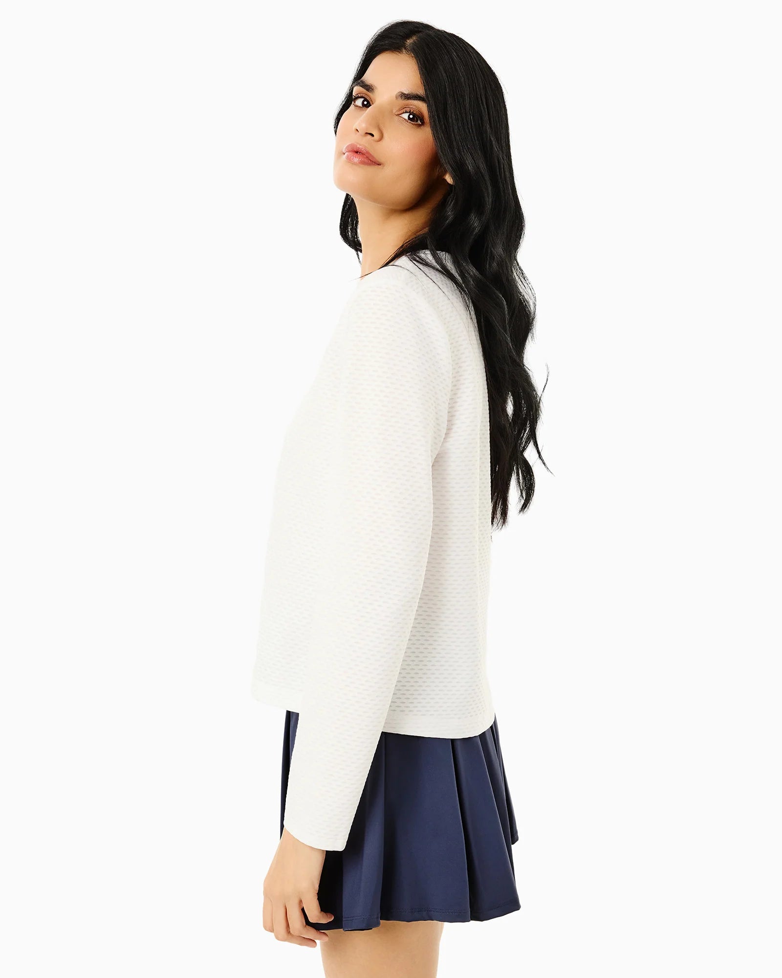 Addison Bay Walnut Long Sleeve Top in White at Baseline Social