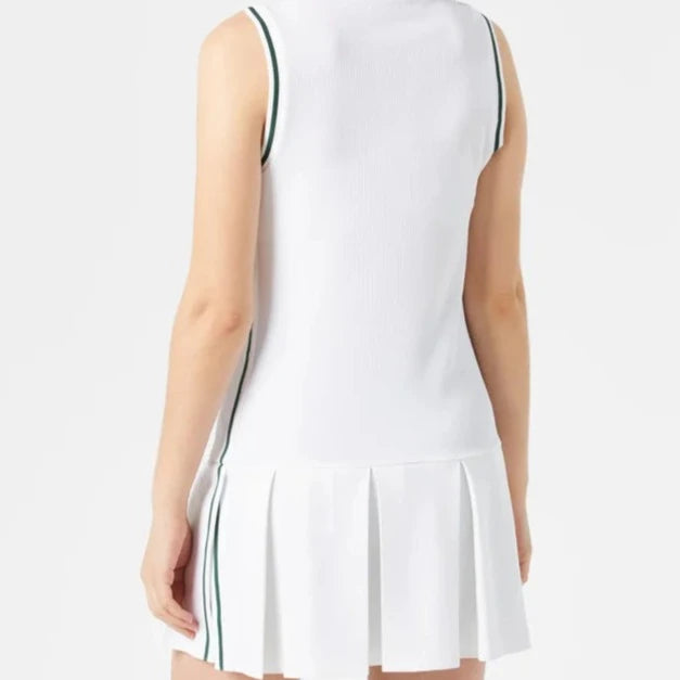 Lacoste Tennis Dress with Removable Pique Shorts in White and Green