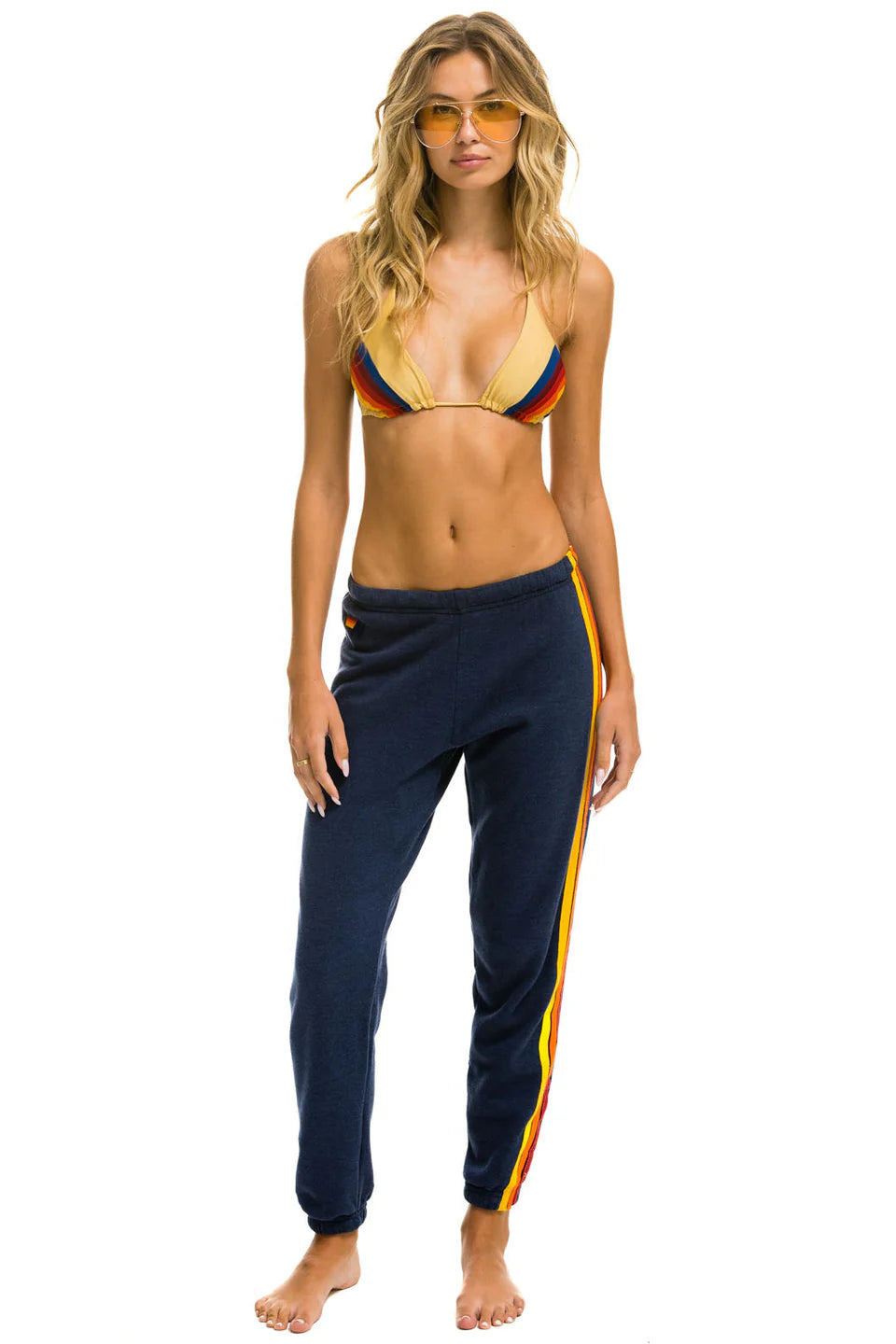 Aviator Nation 5 Stripe Sweatpants in Navy at Baseline Social